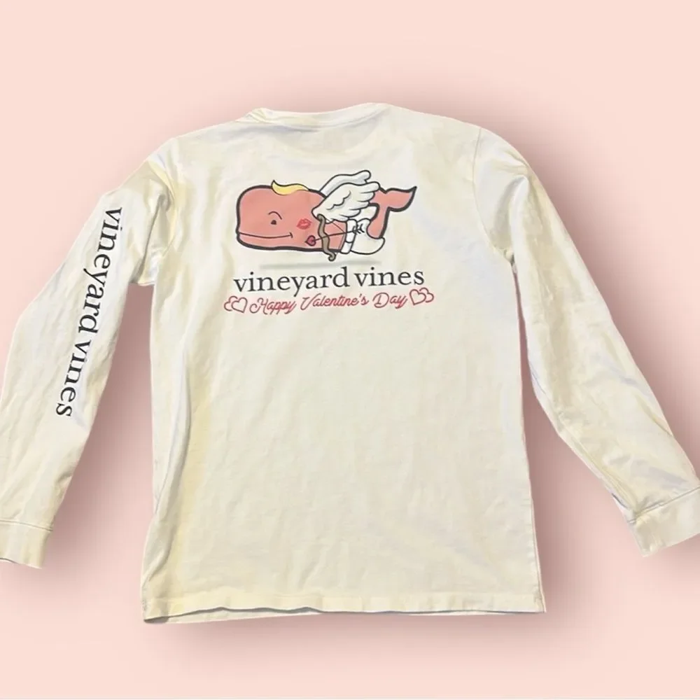 VINEYARD VINES Valentines Day White Long Sleeve Shirt MEDIUM 12 14 YOUTH